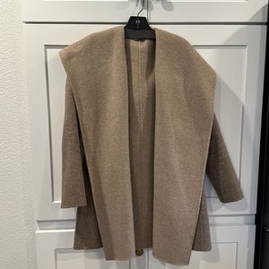 VINCE Wool Open Front Drape Hooded Coat
